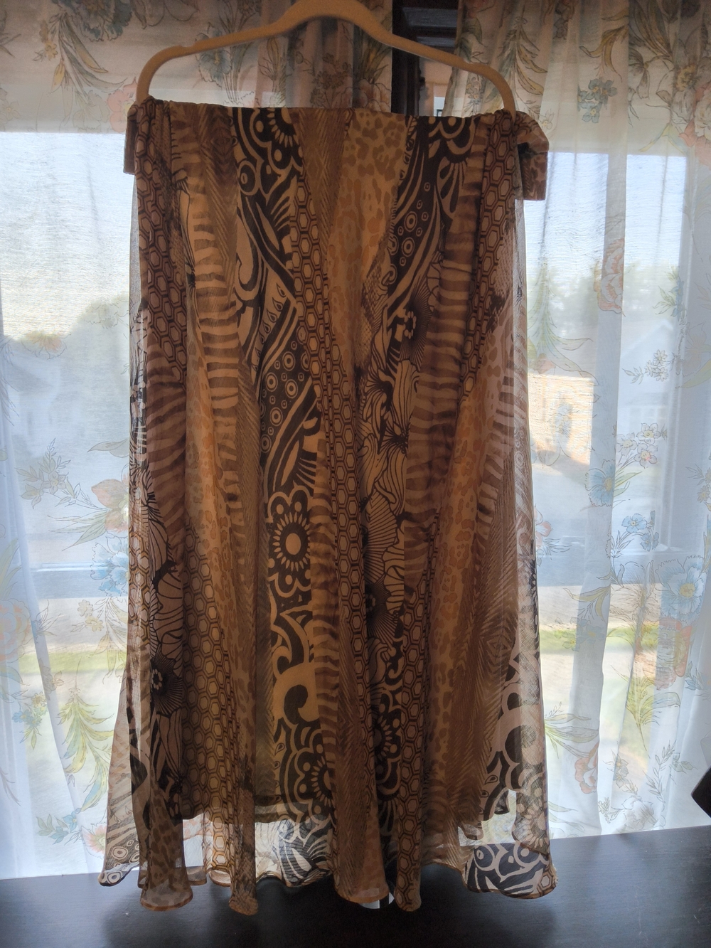 Chico's Mixed Pattern Maxi Skirt in Brown, Cream and Black - Picture 3 of 3
